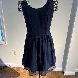 Navy chiffon mini dress